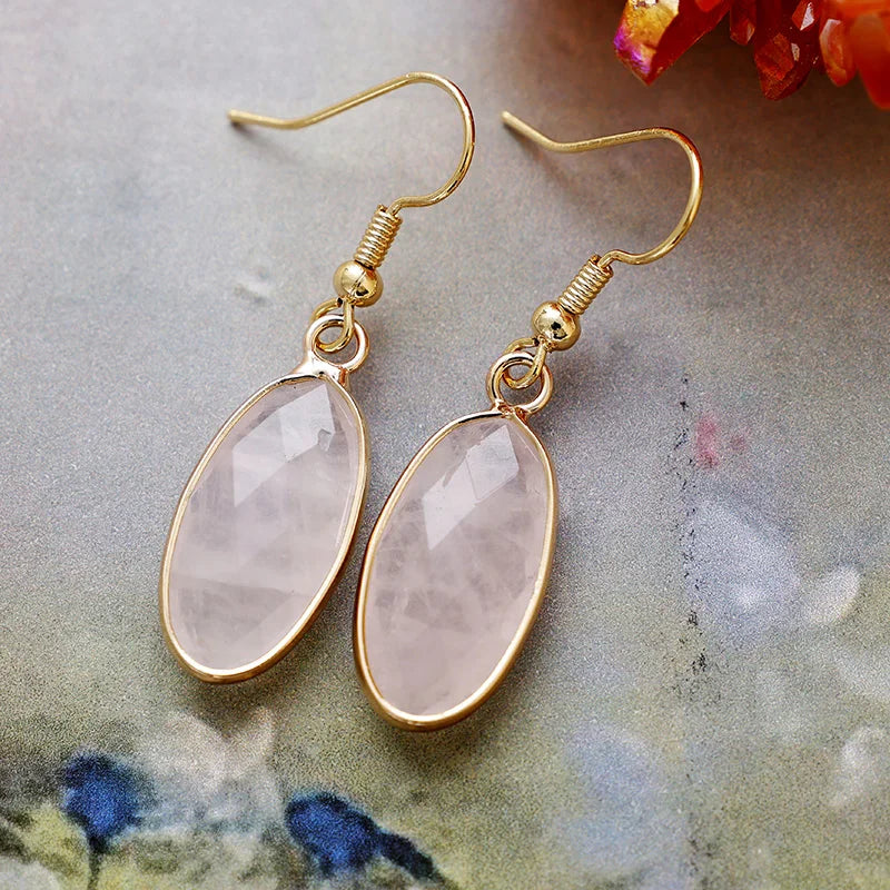 Trendy Natural Stone Pendant Dangle Earrings