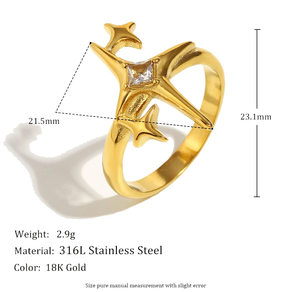 Irregular Zircon Star Cocktail Ring