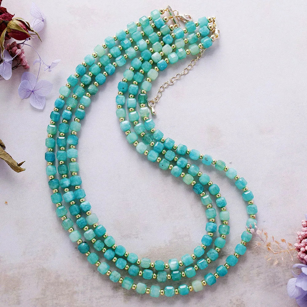 Triple Layers Gemstone Necklace