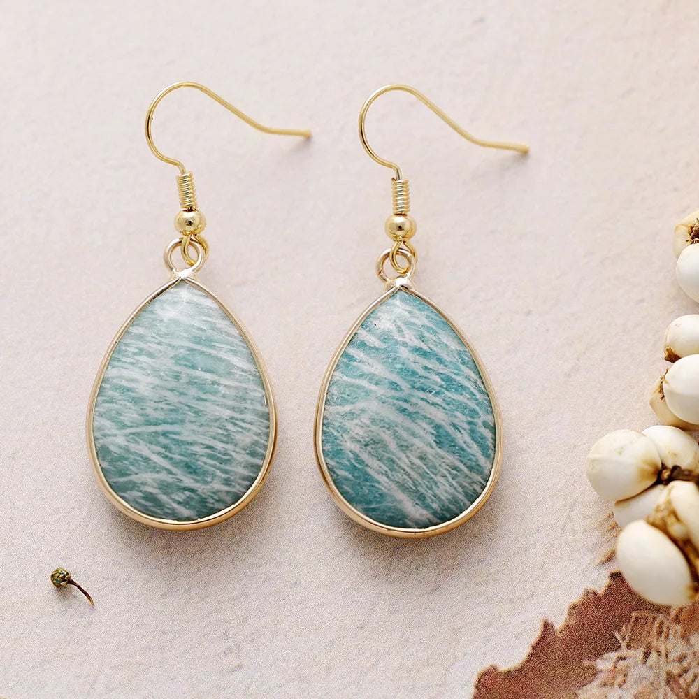 Ethereal Stone Water Drop Earrings