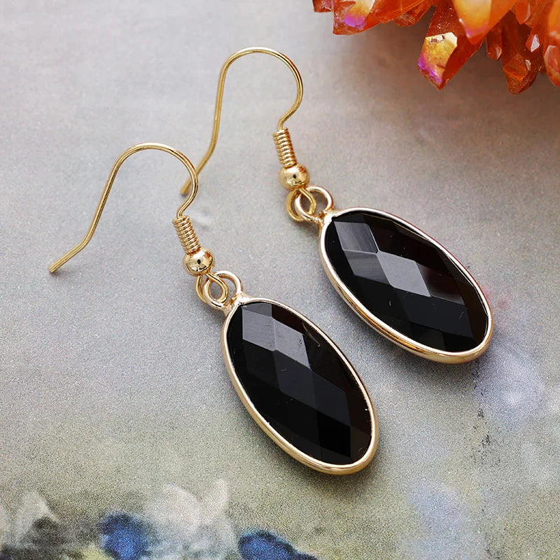 Trendy Natural Stone Pendant Dangle Earrings