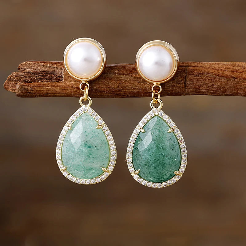 Art Deco Teardrop & Floral Elegance Earrings