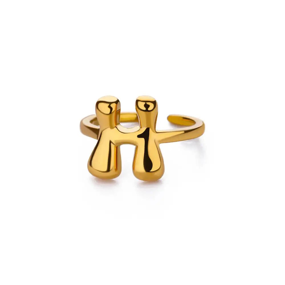 Bubble Letter Ring - 18k Gold Plated