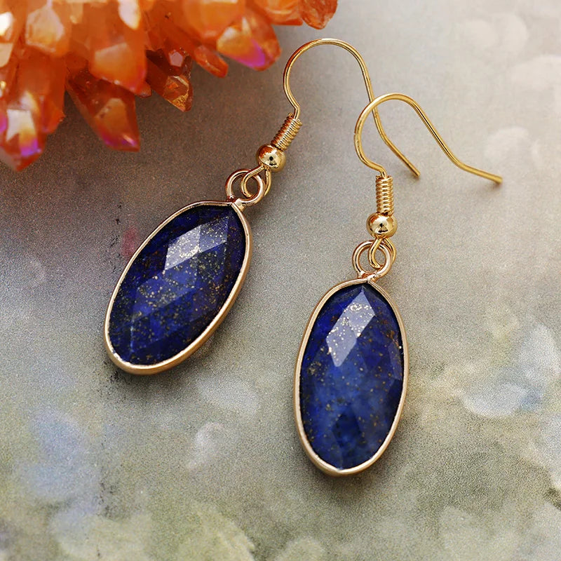 Trendy Natural Stone Pendant Dangle Earrings