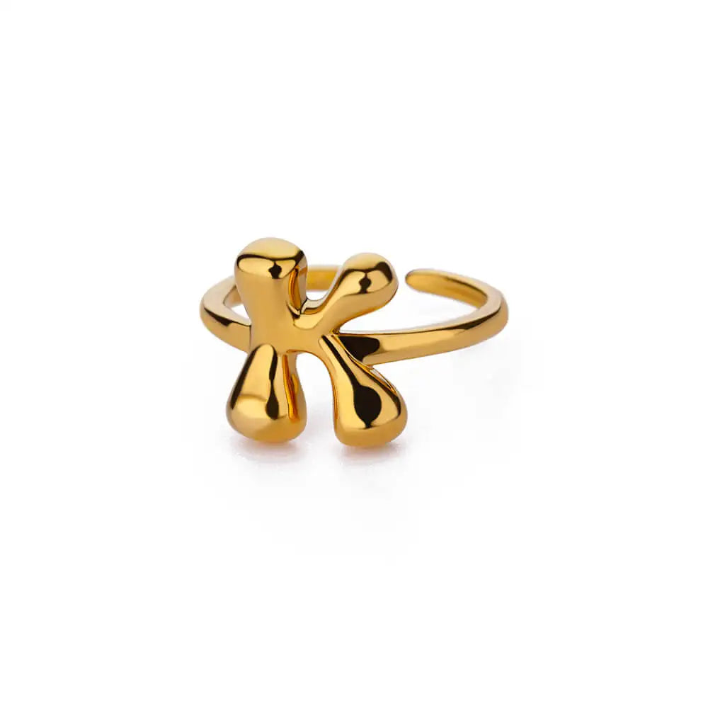 Bubble Letter Ring - 18k Gold Plated