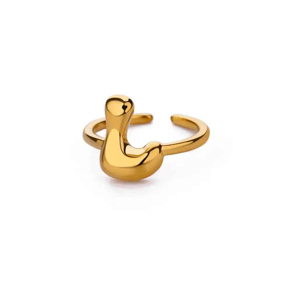 Bubble Letter Ring - 18k Gold Plated