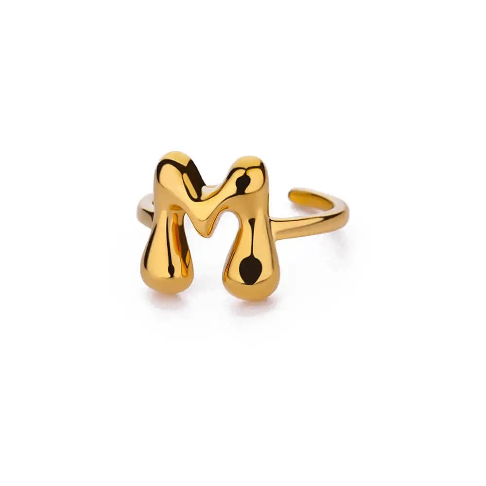 Bubble Letter Ring - 18k Gold Plated