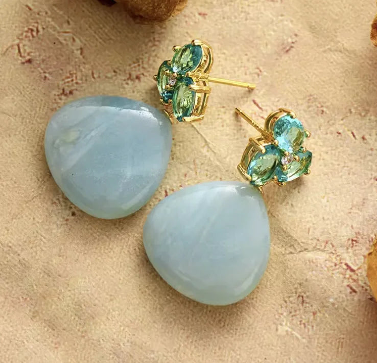 Art Deco Teardrop & Floral Elegance Earrings