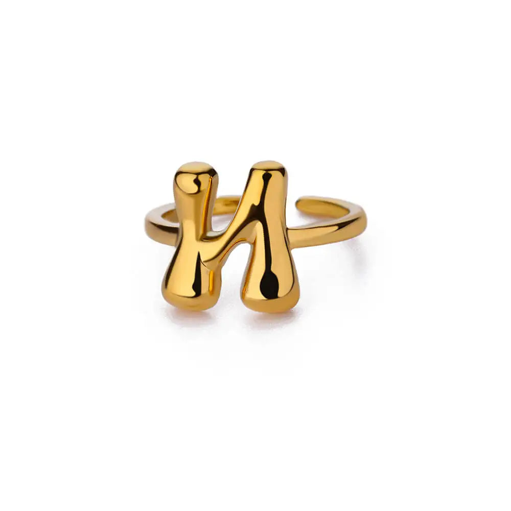Bubble Letter Ring - 18k Gold Plated