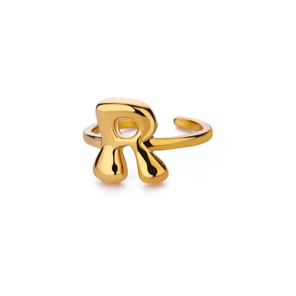 Bubble Letter Ring - 18k Gold Plated