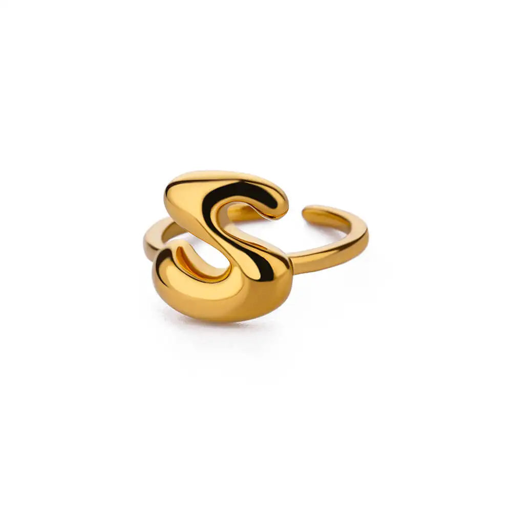 Bubble Letter Ring - 18k Gold Plated