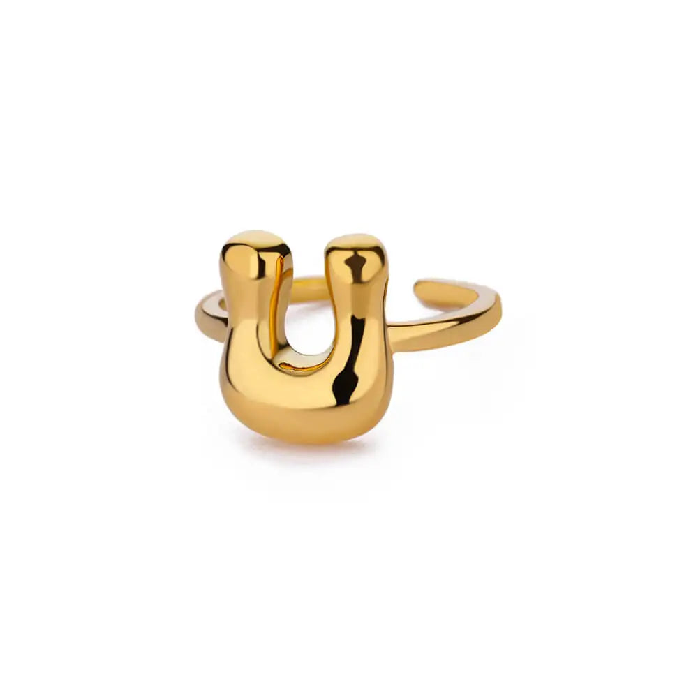 Bubble Letter Ring - 18k Gold Plated