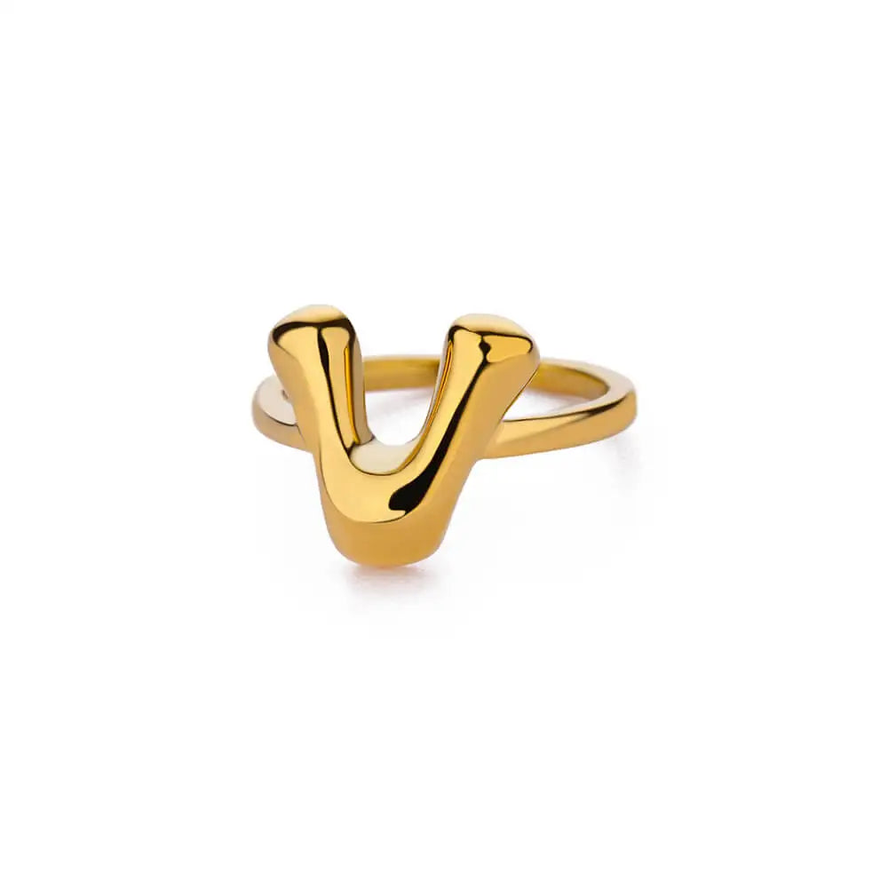 Bubble Letter Ring - 18k Gold Plated