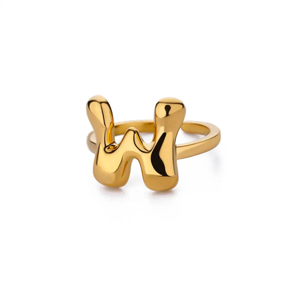 Bubble Letter Ring - 18k Gold Plated
