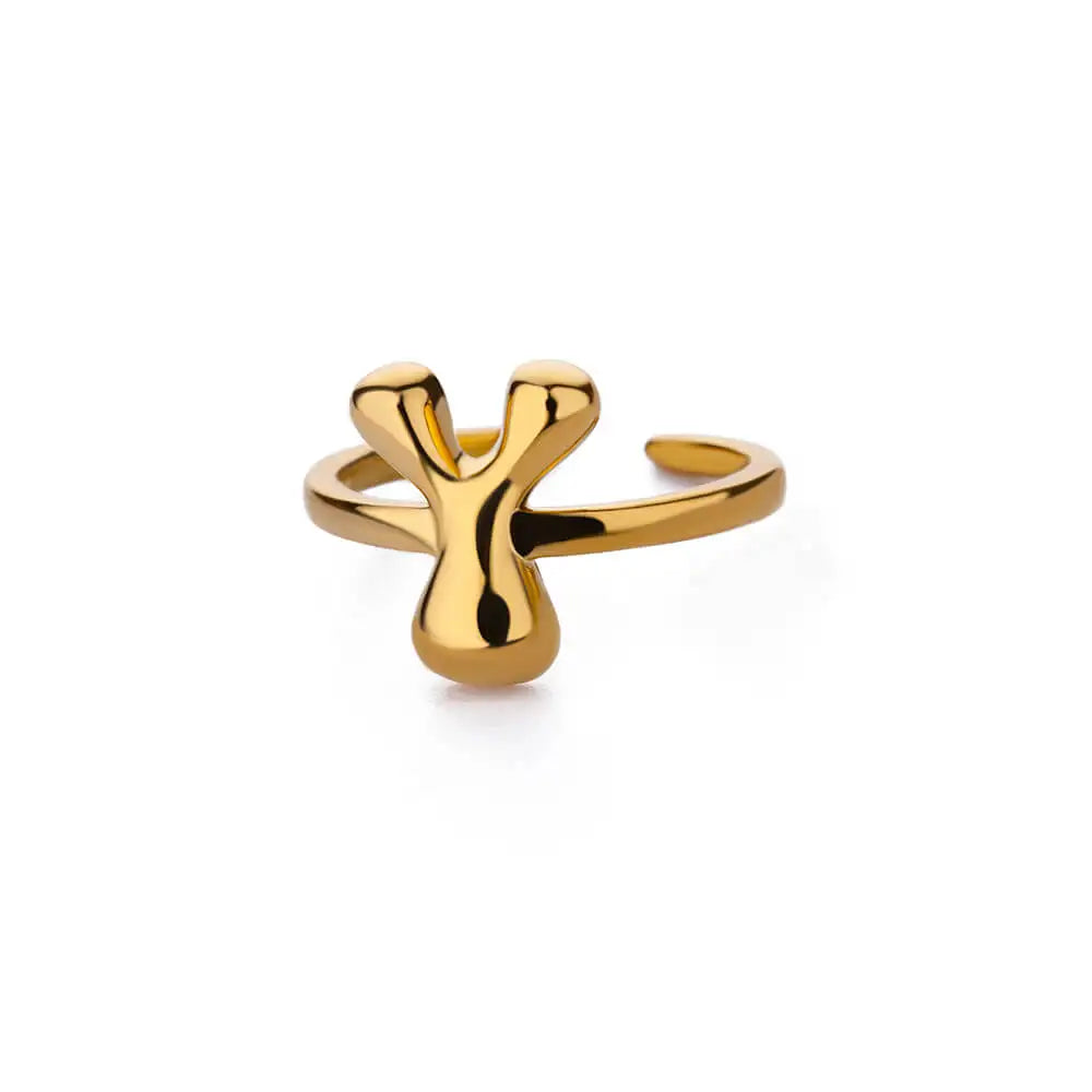 Bubble Letter Ring - 18k Gold Plated