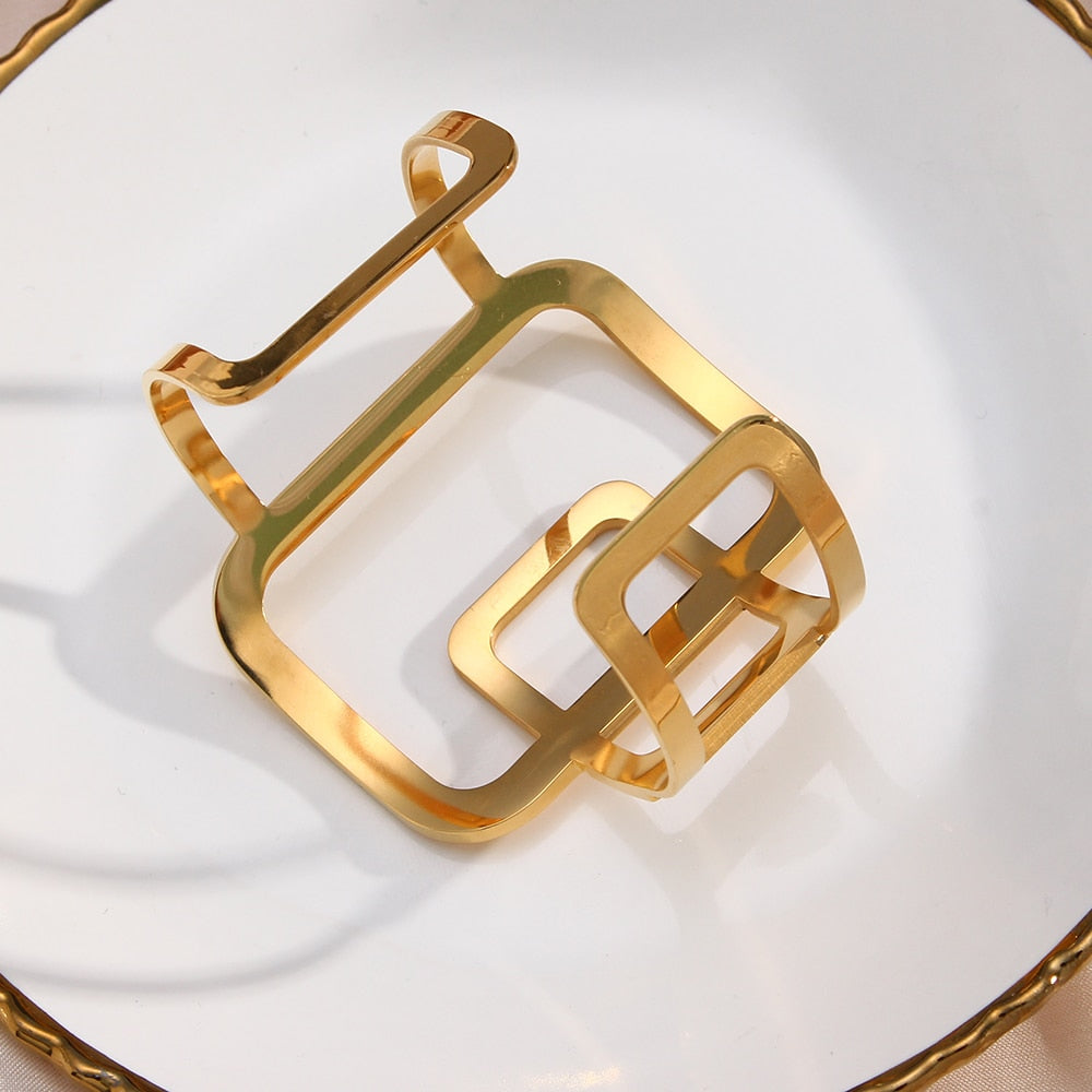 Layered Square Style Cuff Bangles