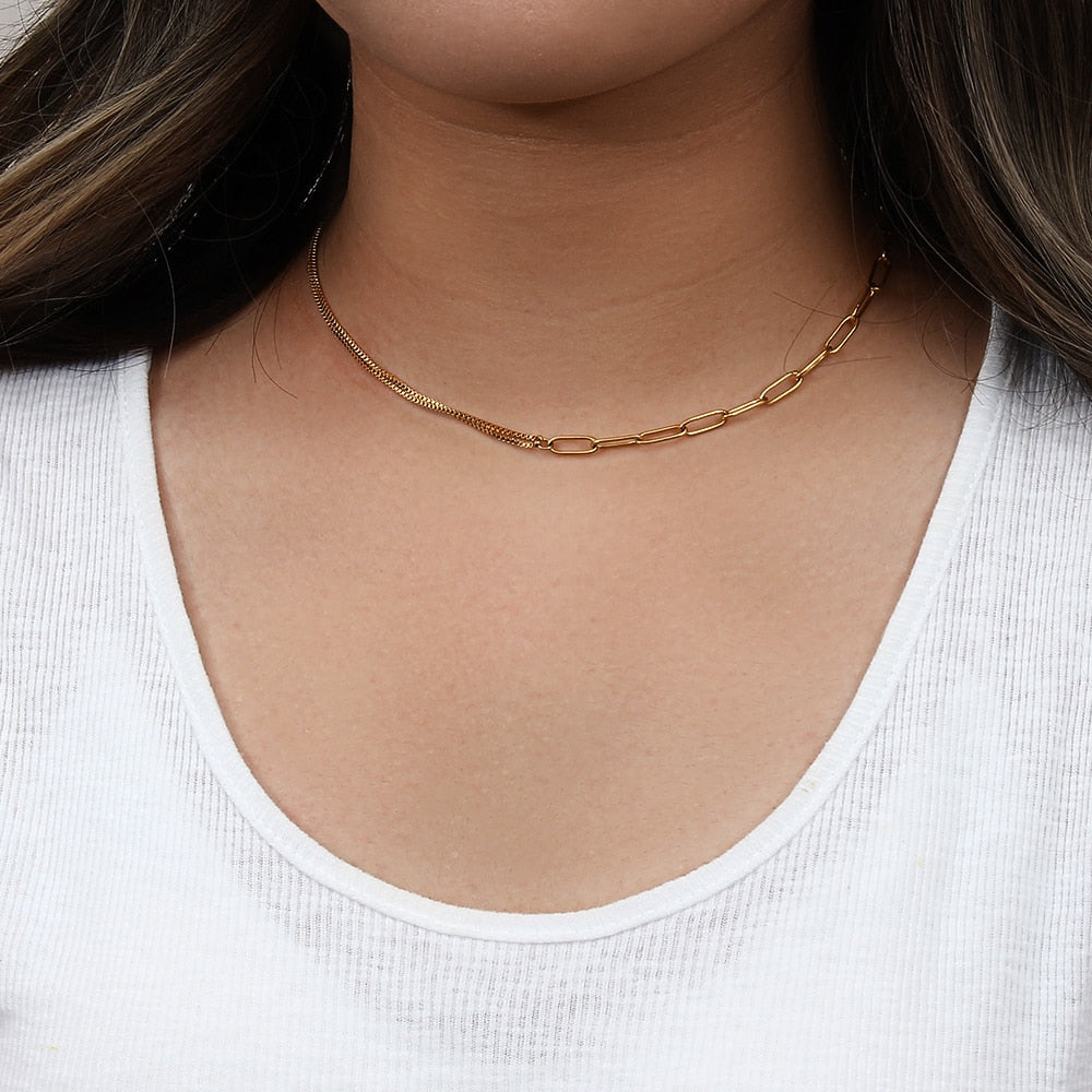 Paperclip Boxchain Gold Necklace