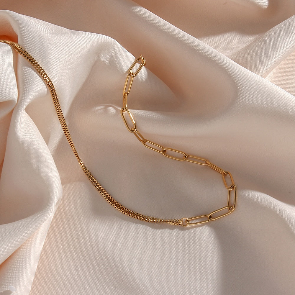 Paperclip Boxchain Gold Necklace