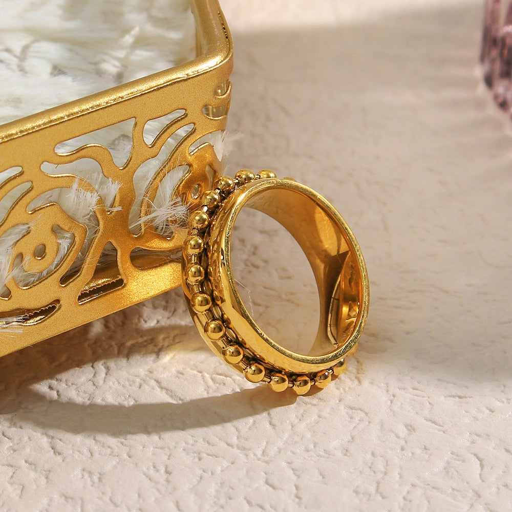 Beads Over Band Large Ring
