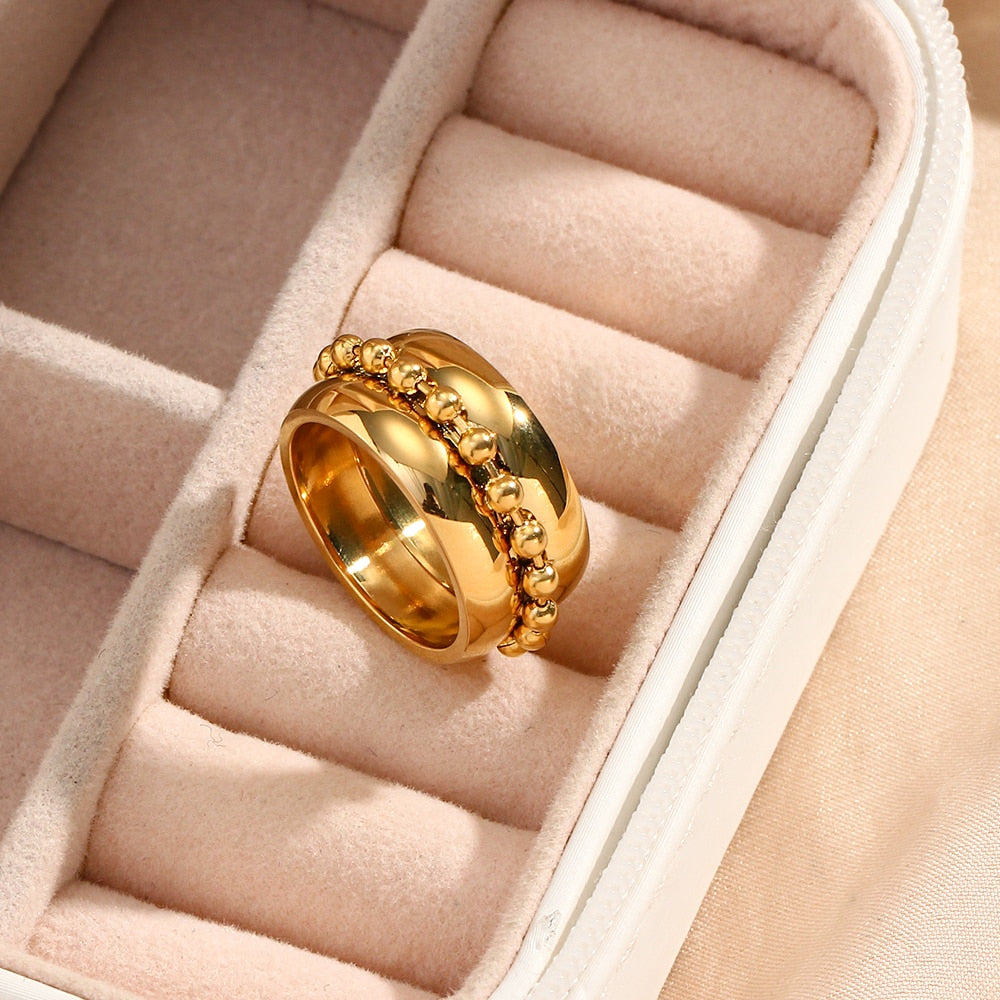 Beads Over Band Large Ring