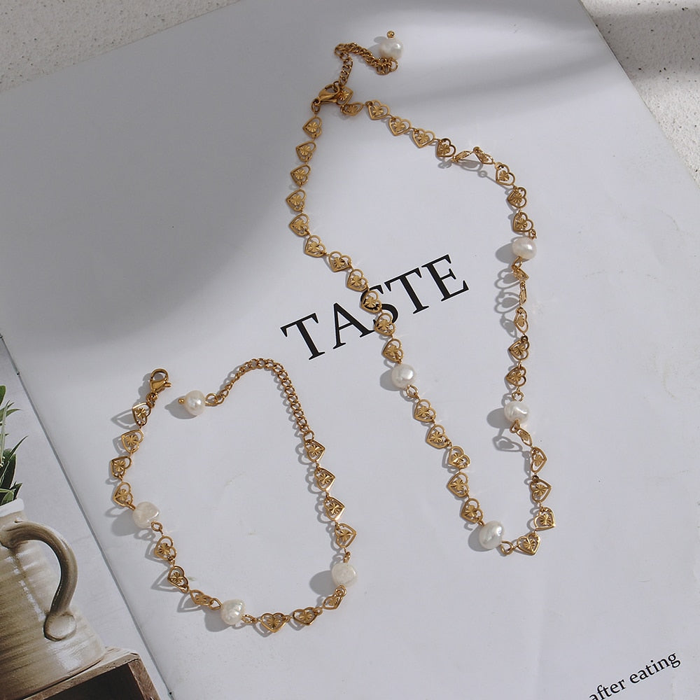 Delicate Hearts Pearl Celebration Necklace