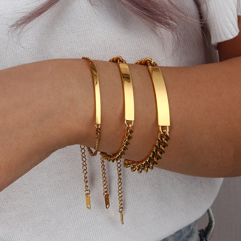 Plate Bar Cuban Chain Bracelet