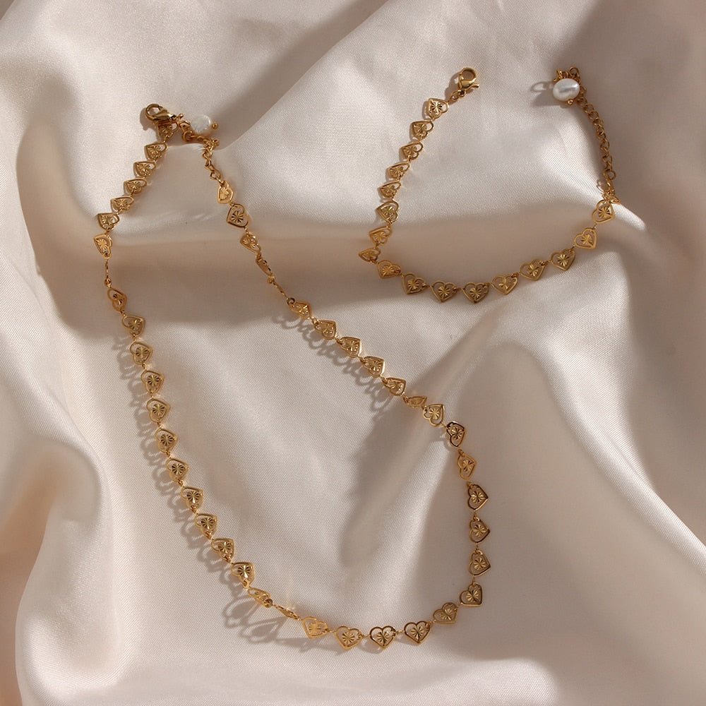 Fine Hearts Pearl Jewellery Set