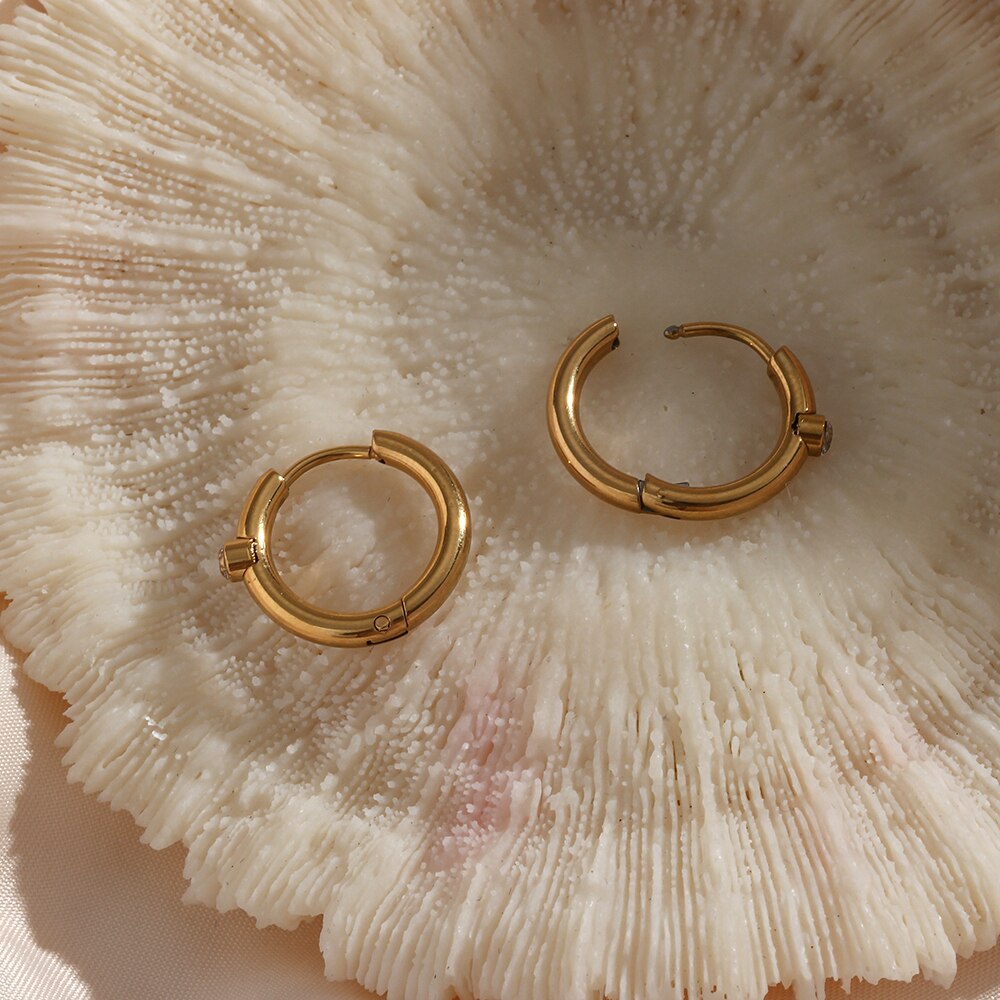 Classic Stone Setting Hoop Earrings