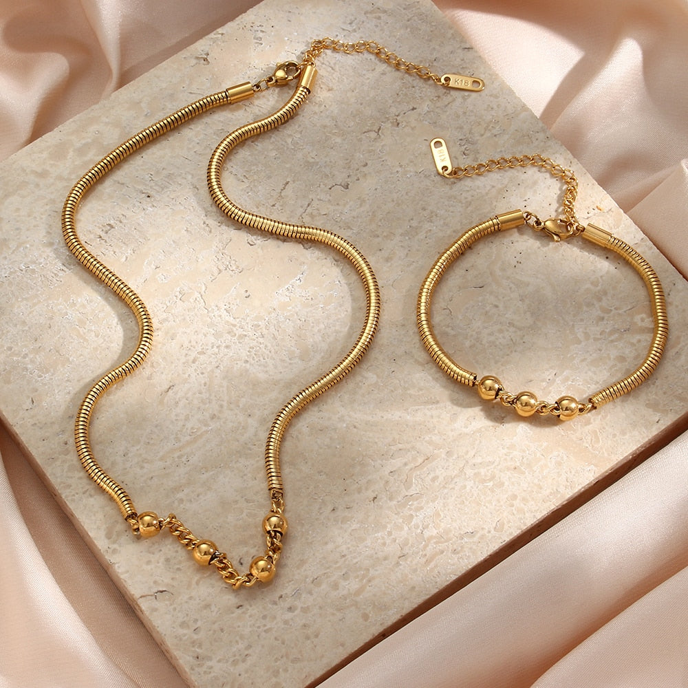 Gold Snake Chain Jewellery Set