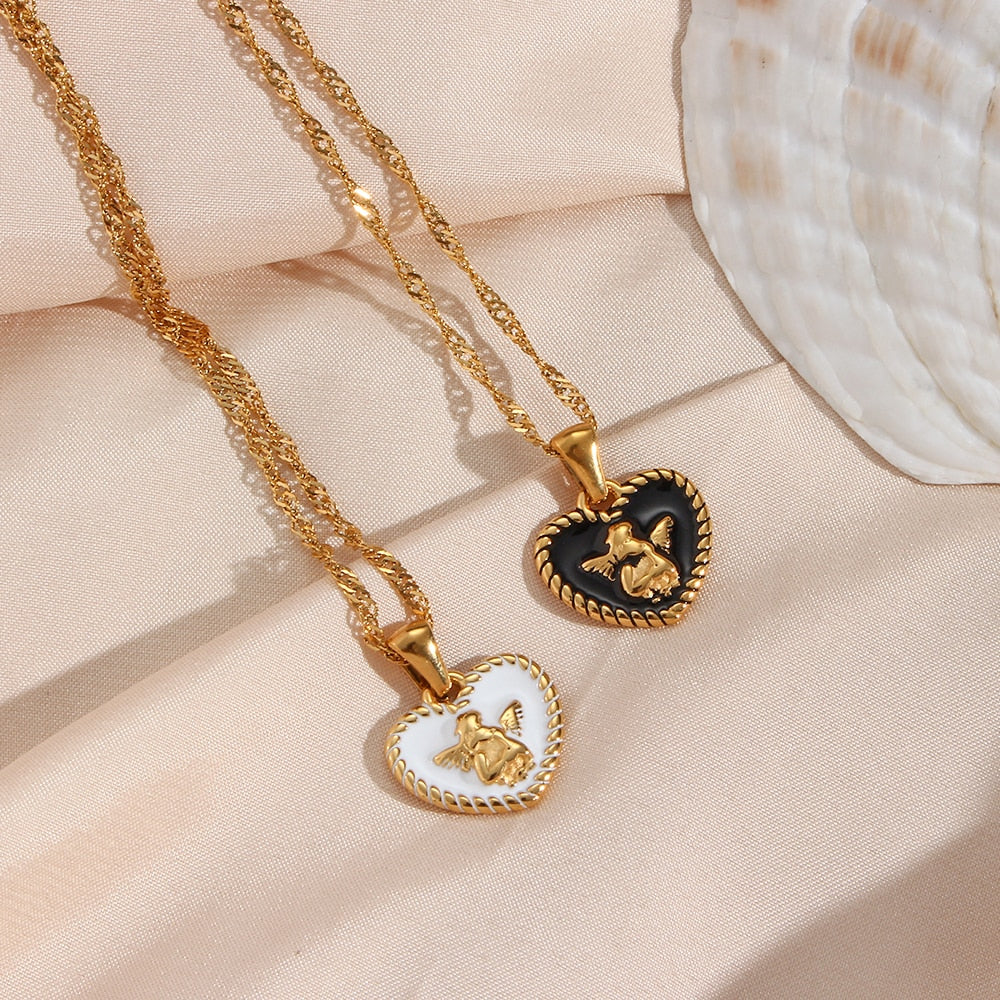 Angel Heart Enamel Necklace