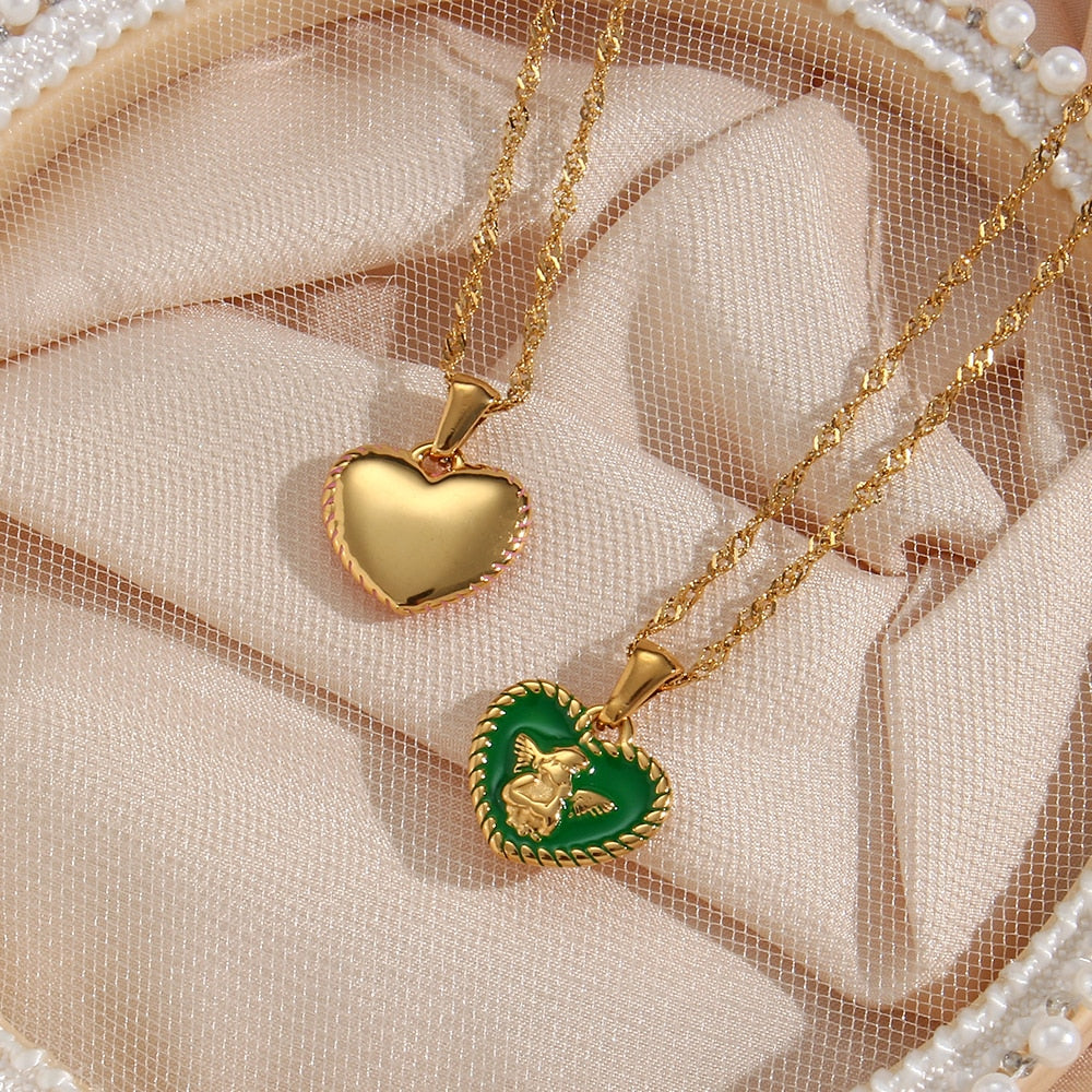 Angel Heart Enamel Necklace