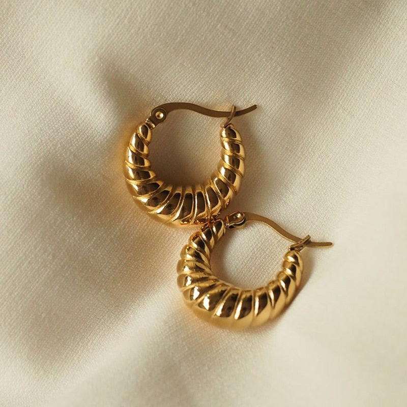 Elegant Twisted Chunky Hoop Earrings