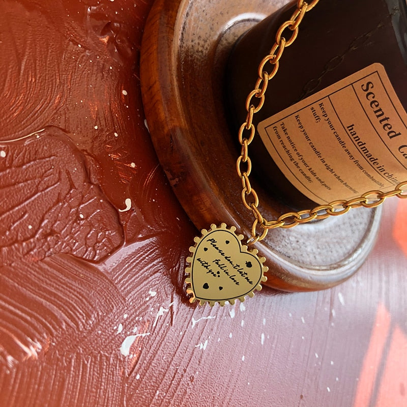 Romantic Letter Gold Heart Necklace