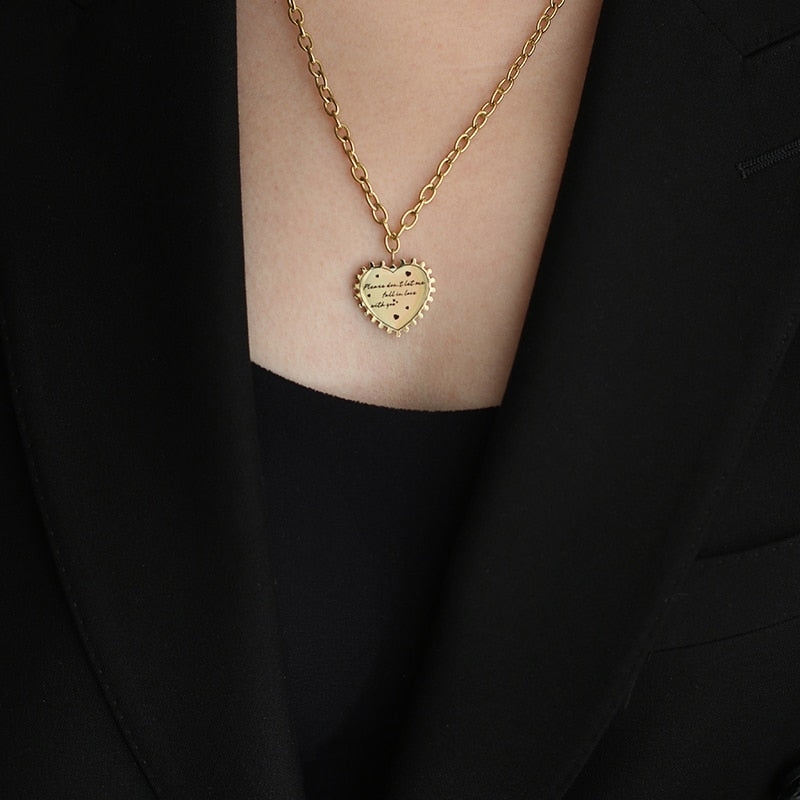 Romantic Letter Gold Heart Necklace