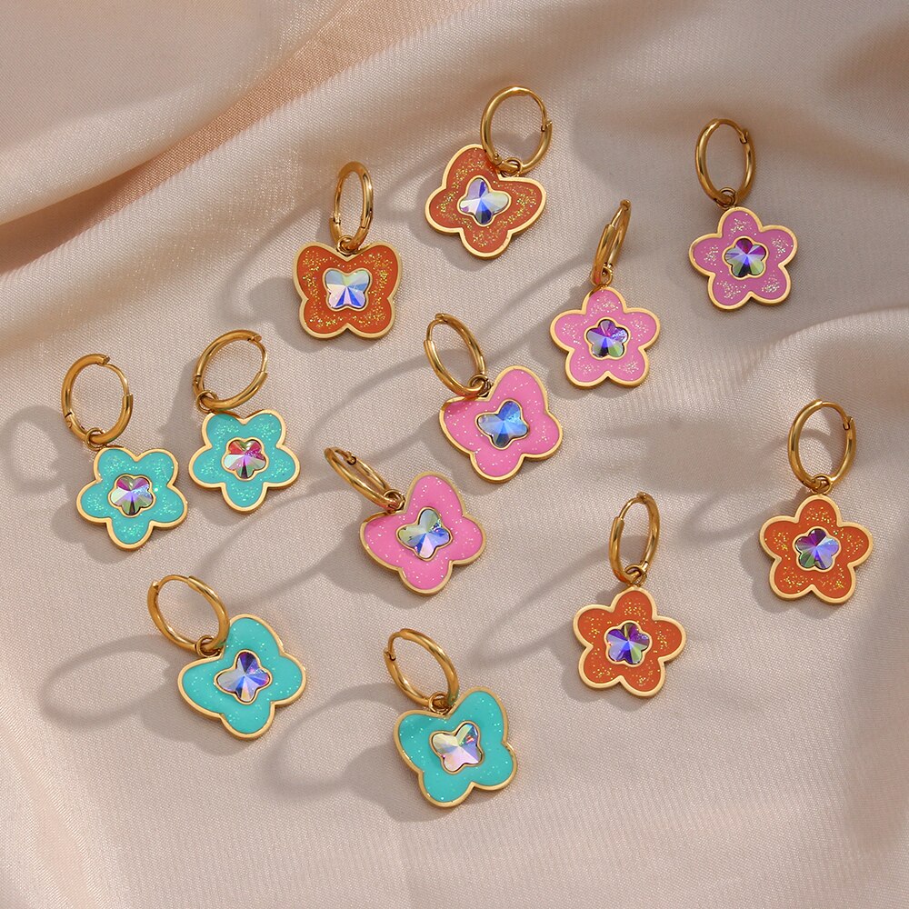 Colourful Studded Butterfly Earrings