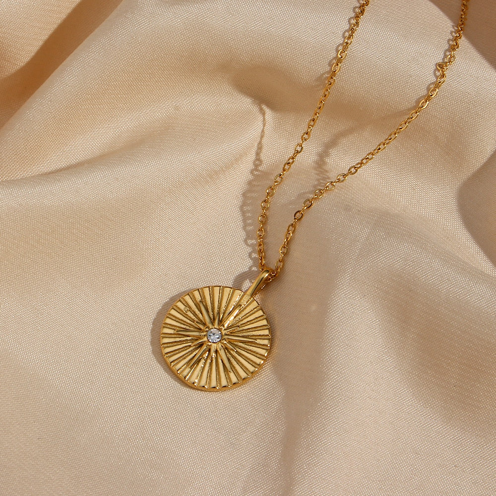 Ashoka Chakra Gold Pendant Necklace