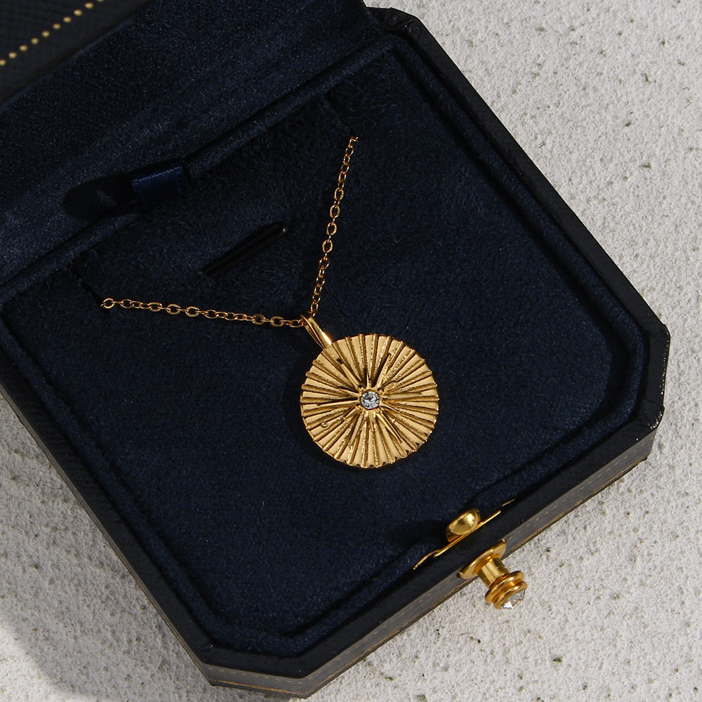 Ashoka Chakra Gold Pendant Necklace
