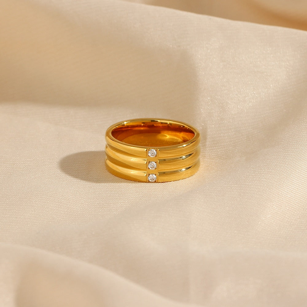 CZ Stud Tri-layered Ring