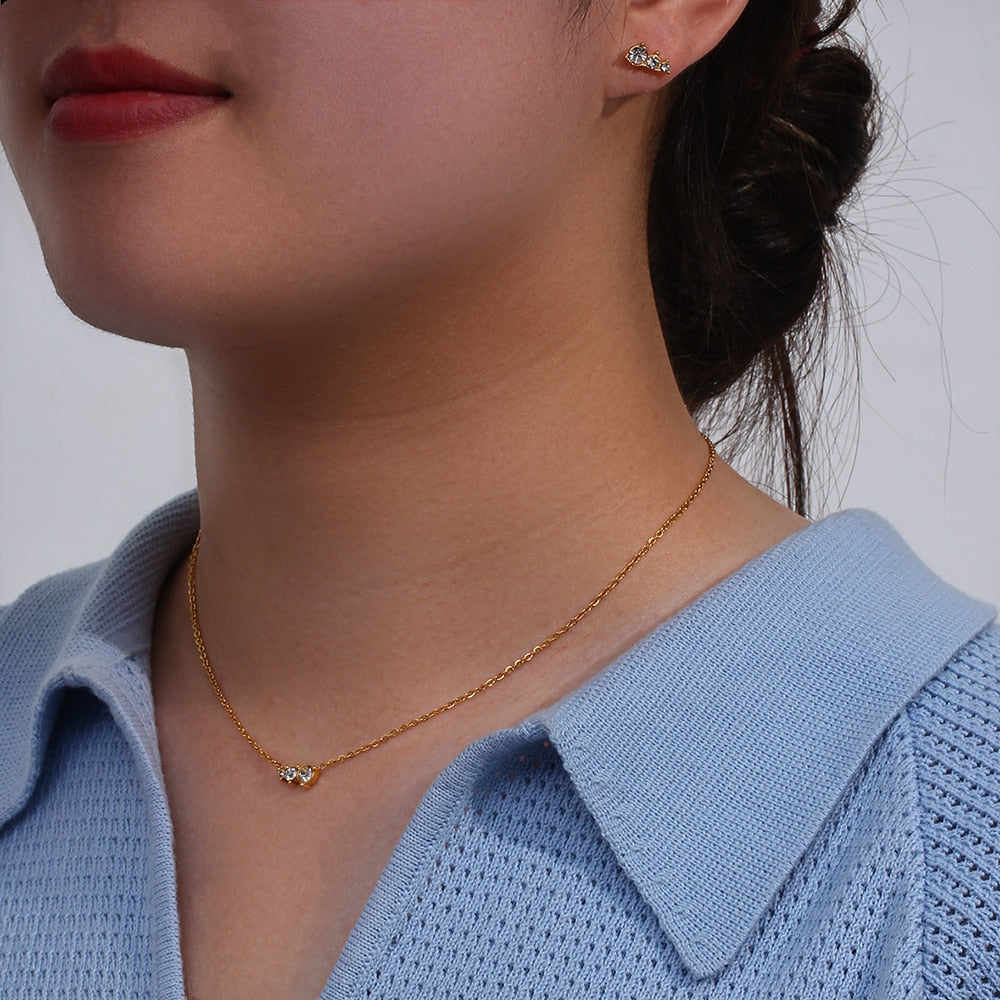 Triple Stud Pendant Jewellery Set