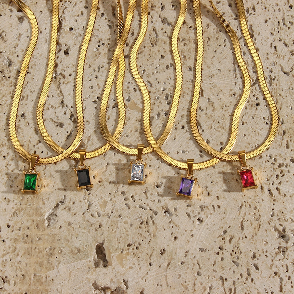 Zircon Crystal Gold Pendant Necklace