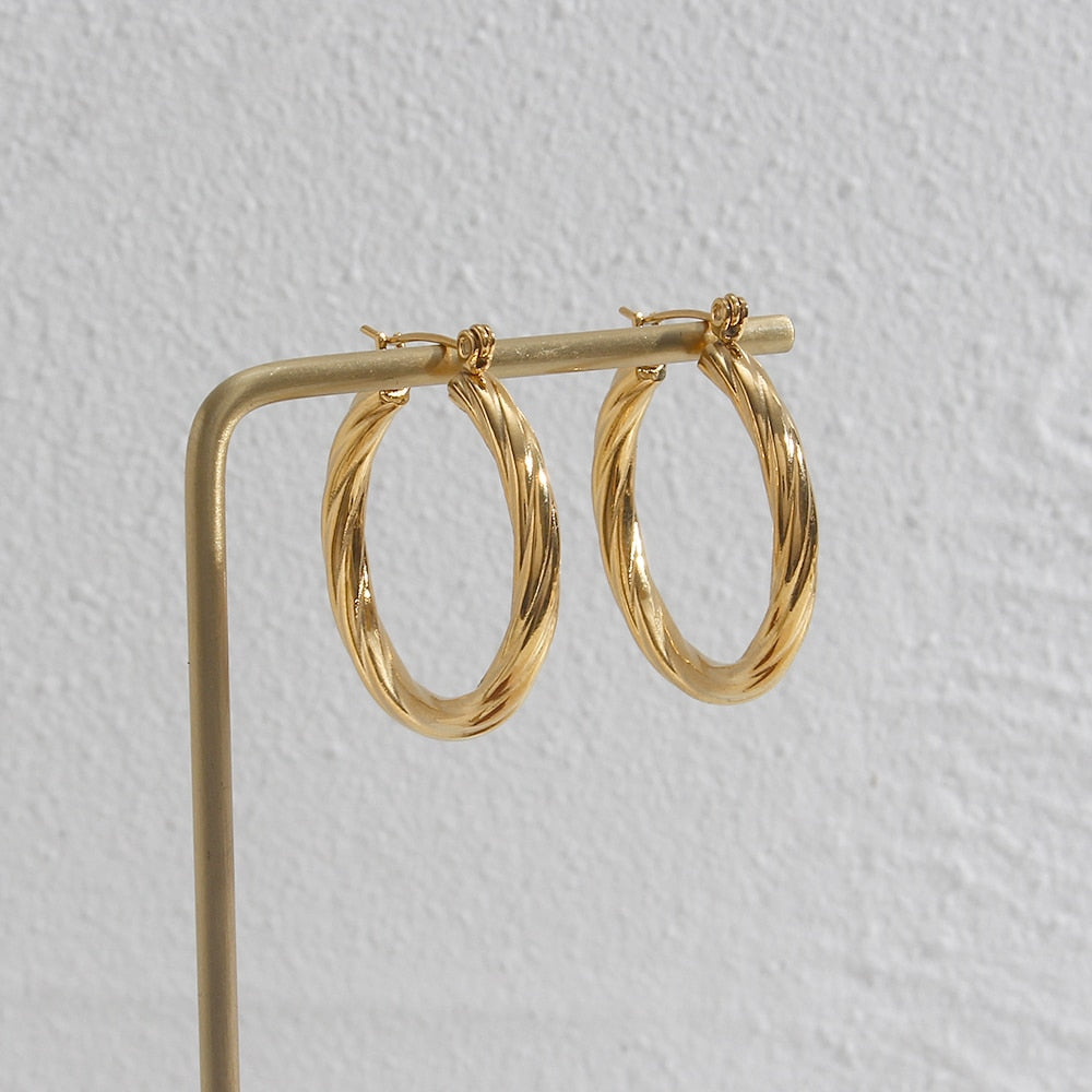 Twisted Gold Huggie Earrings