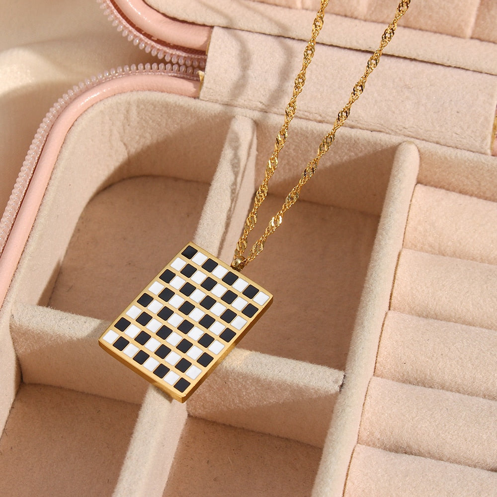 Fun Checker Pendant Necklace
