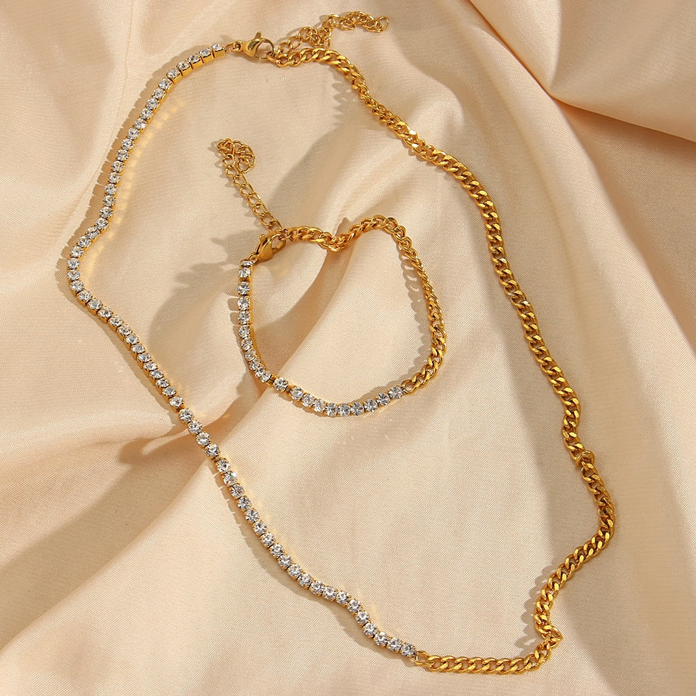 Zirconia Chain Splice Jewellery Set