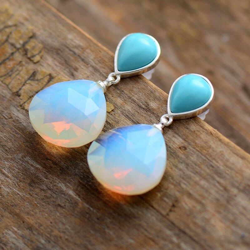 Waterdrop Opal Stud Dangle Earrings