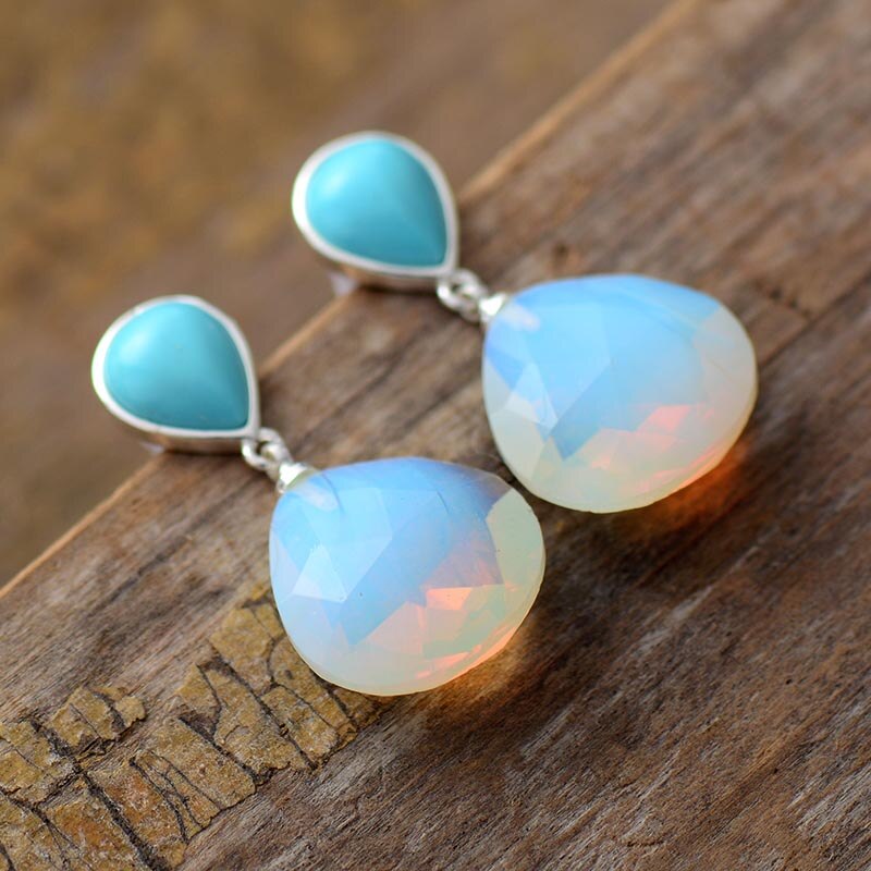 Waterdrop Opal Stud Dangle Earrings