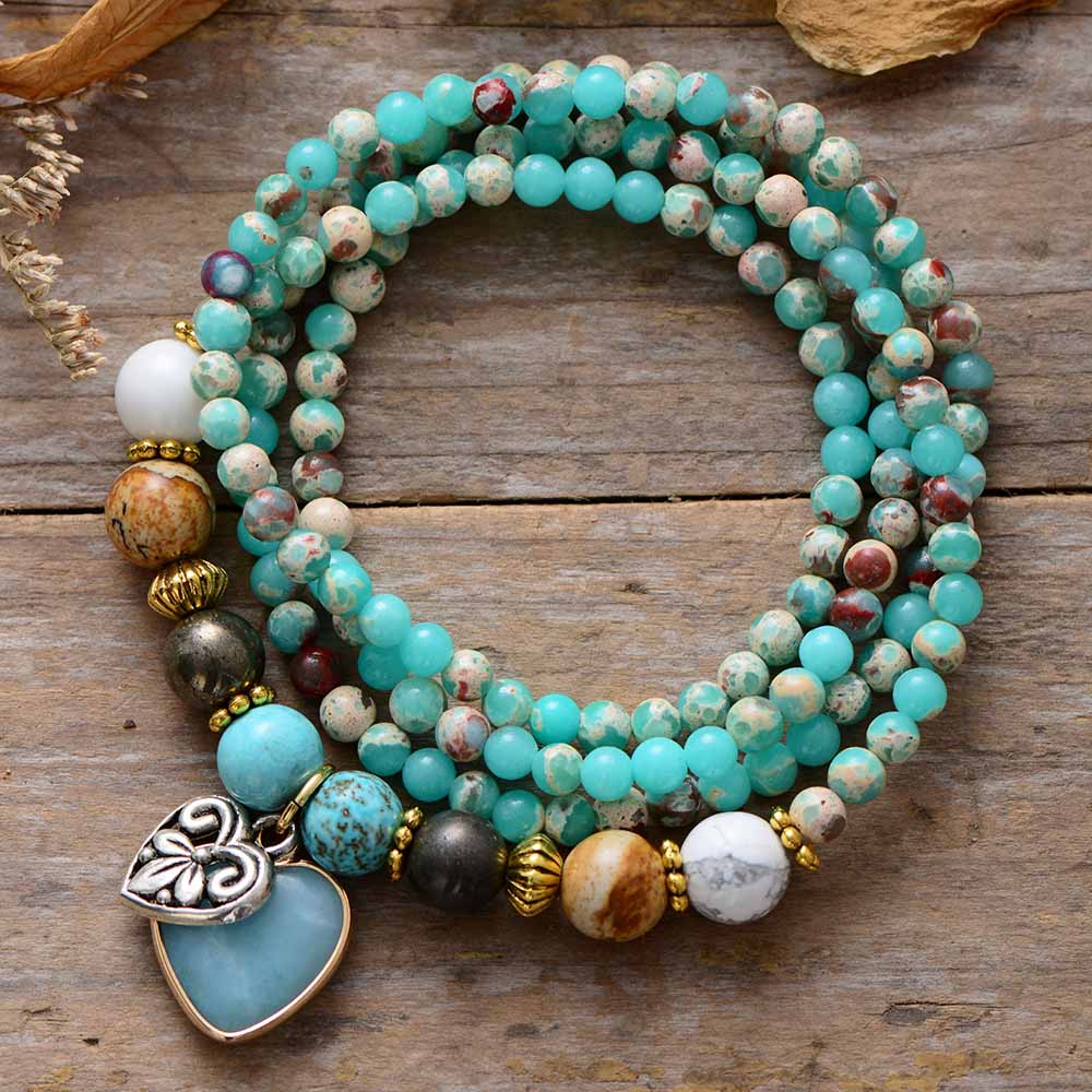 Blue Imperial Jasper Hearts Necklace