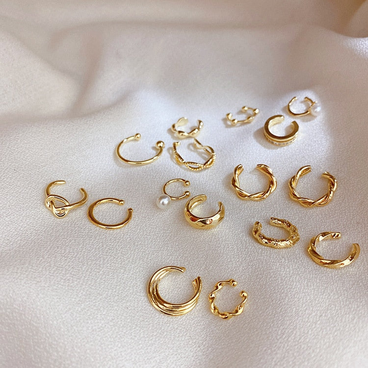Curled Gold Cuff Earrings