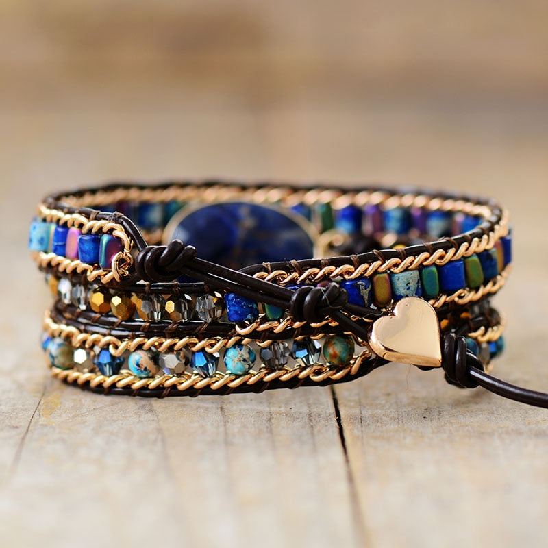 Kaleidoscope Sodalite Beaded Wrap Bracelet