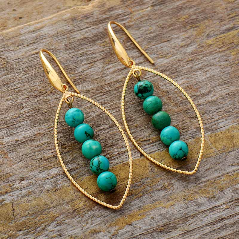 Beaded Ovate Dangle Earrings