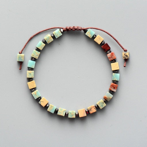 Colourful Square Gems Cord Bracelet
